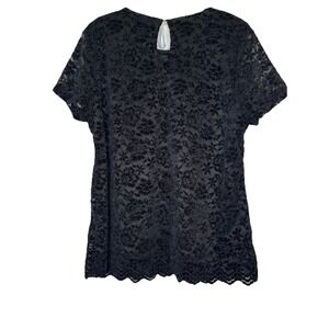 Teddi Rose Lace Top Black XXL Floral Velvet Burnout S/S Classic Whimsigoth Fairy